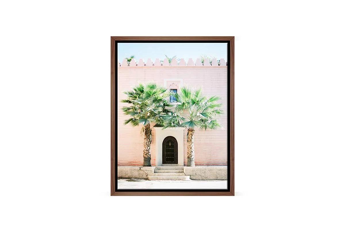 Pink Building with Palms | Canvas Wall Art Print - Final Touch Decor
