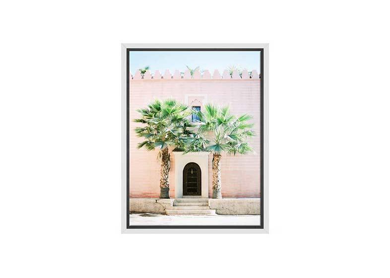 Pink Building with Palms | Canvas Wall Art Print - Final Touch Decor