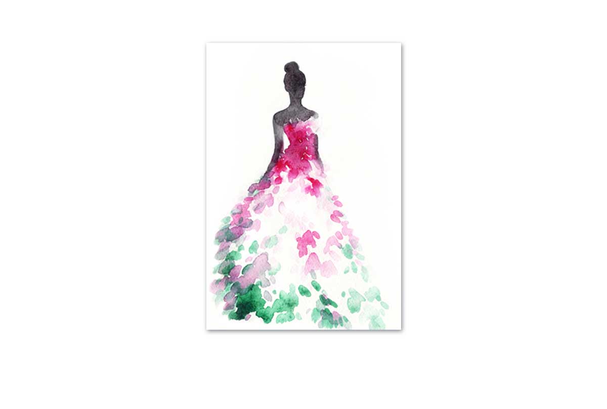 Glamorous Pink Dress | Fashion Canvas Wall Art Decor - Final Touch Decor