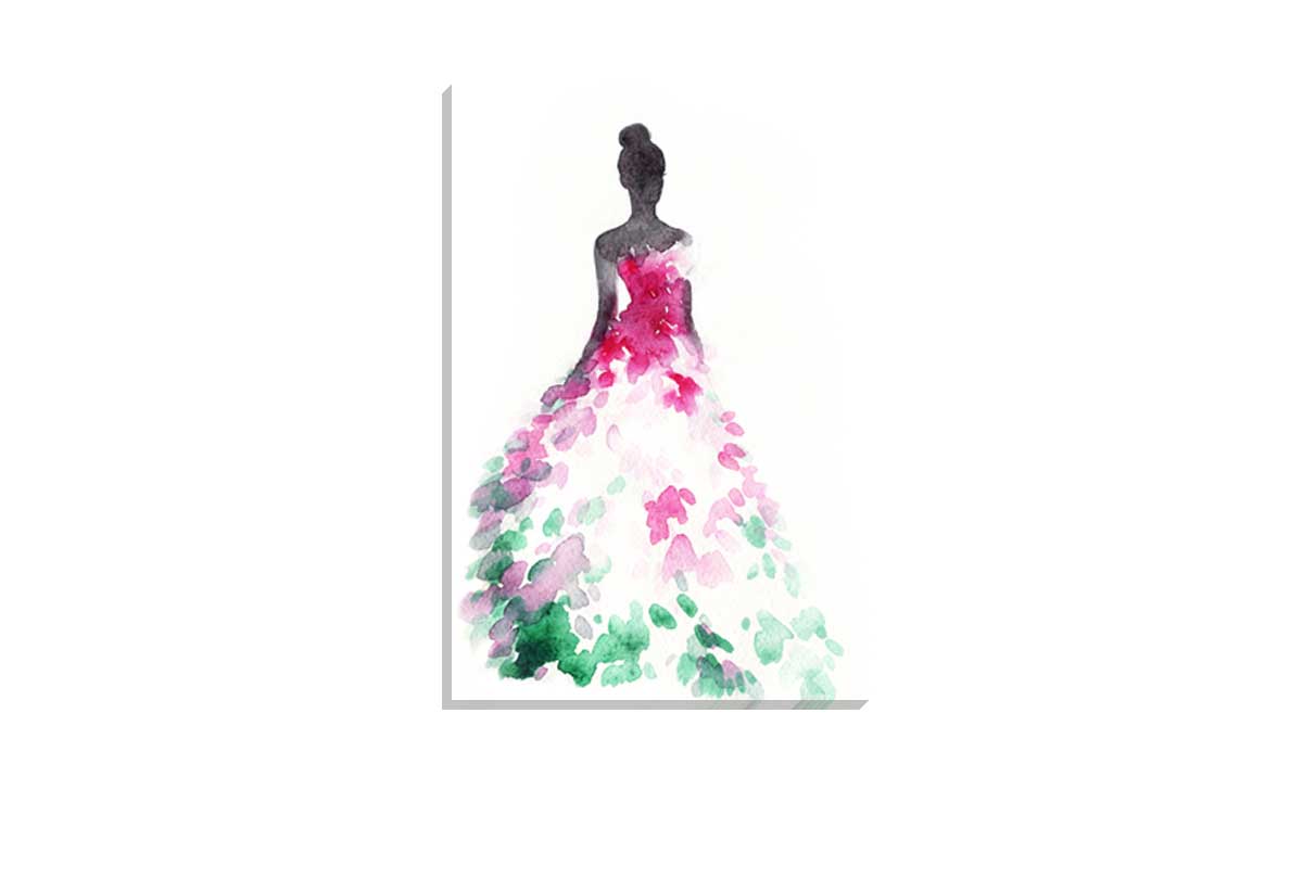 Glamorous Pink Dress | Fashion Canvas Wall Art Decor - Final Touch Decor