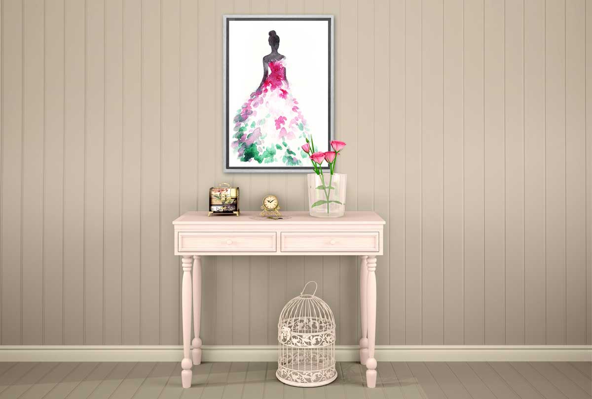 Glamorous Pink Dress | Fashion Canvas Wall Art Decor - Final Touch Decor