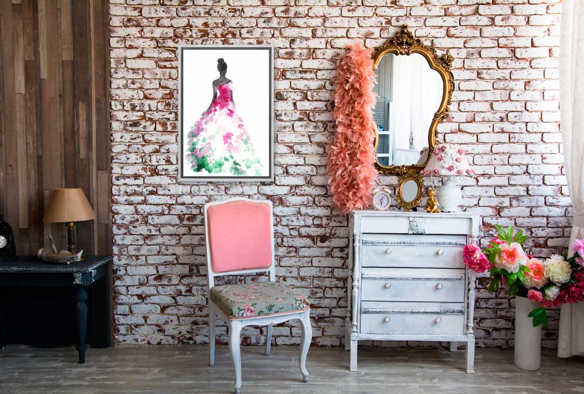 Glamorous Pink Dress | Fashion Canvas Wall Art Decor - Final Touch Decor