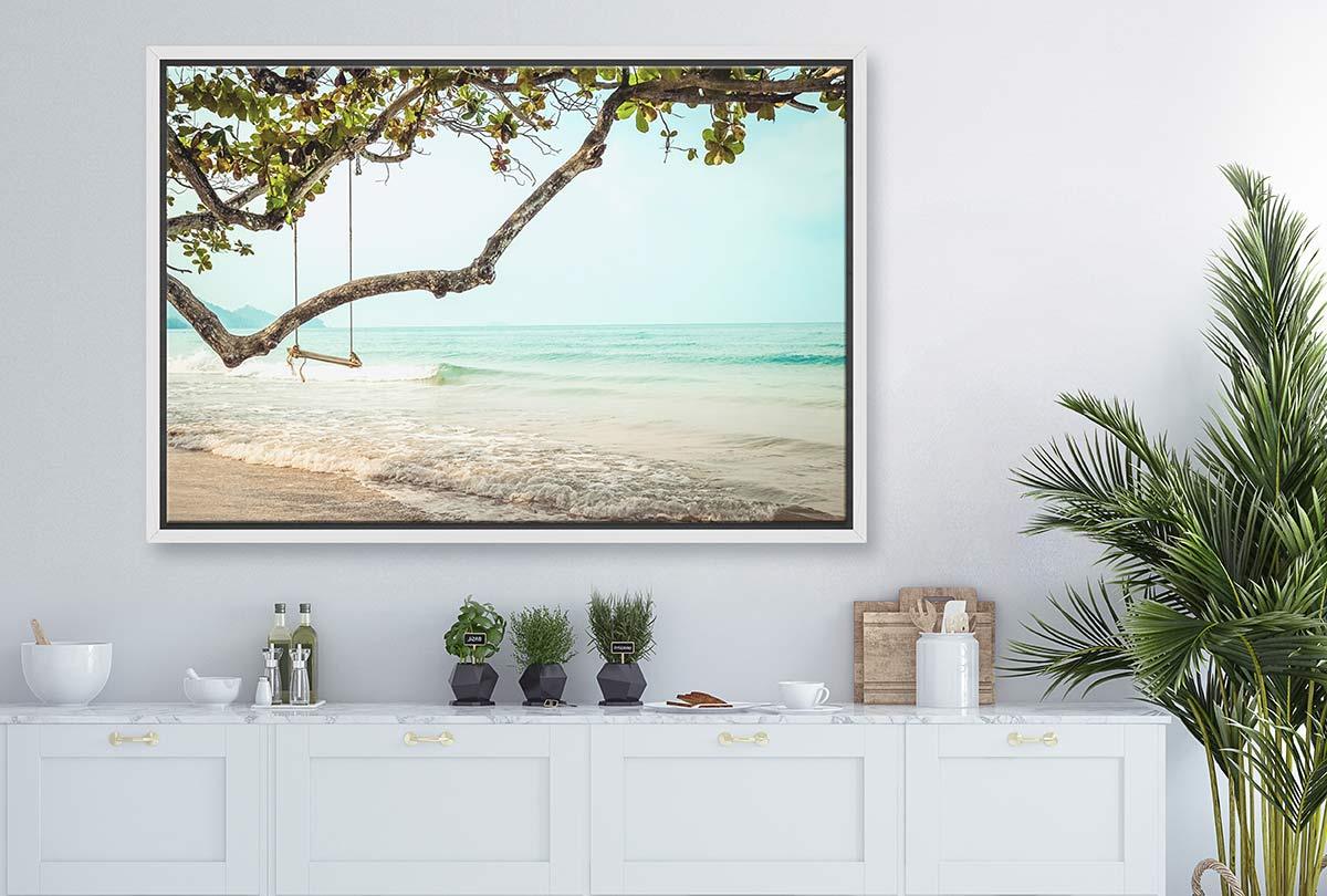 Tropical Beach Swing | Coastal Wall Art Print - Final Touch Decor