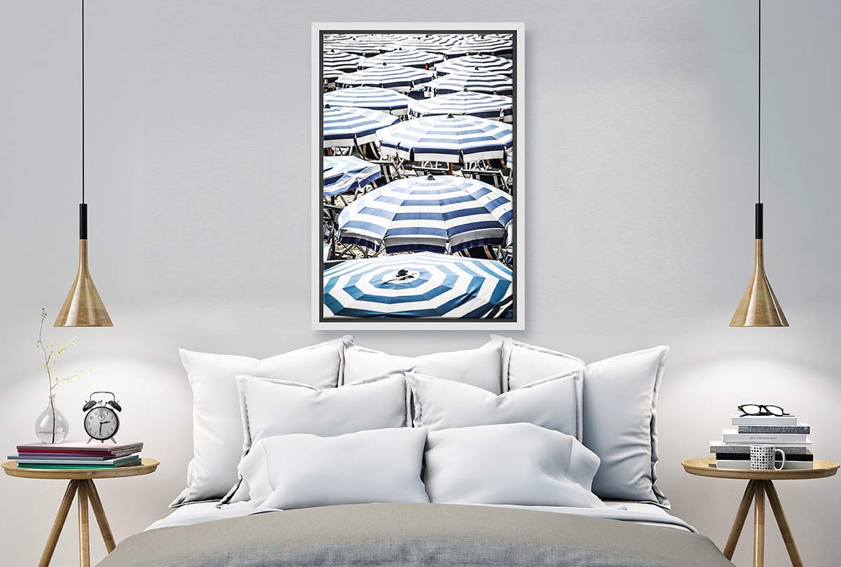 Blue Beach Umbrella 1 | Canvas Wall Art Print - Final Touch Decor