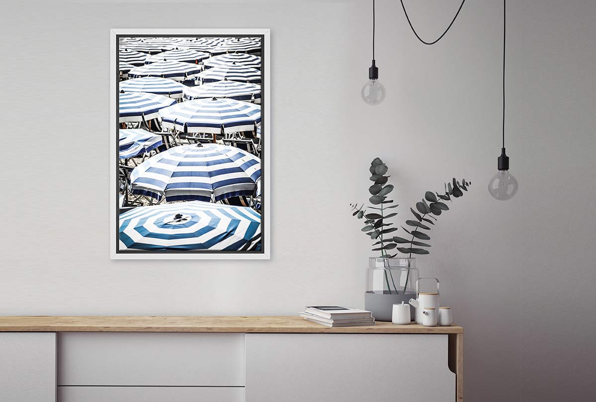 Blue Beach Umbrella 1 | Canvas Wall Art Print - Final Touch Decor