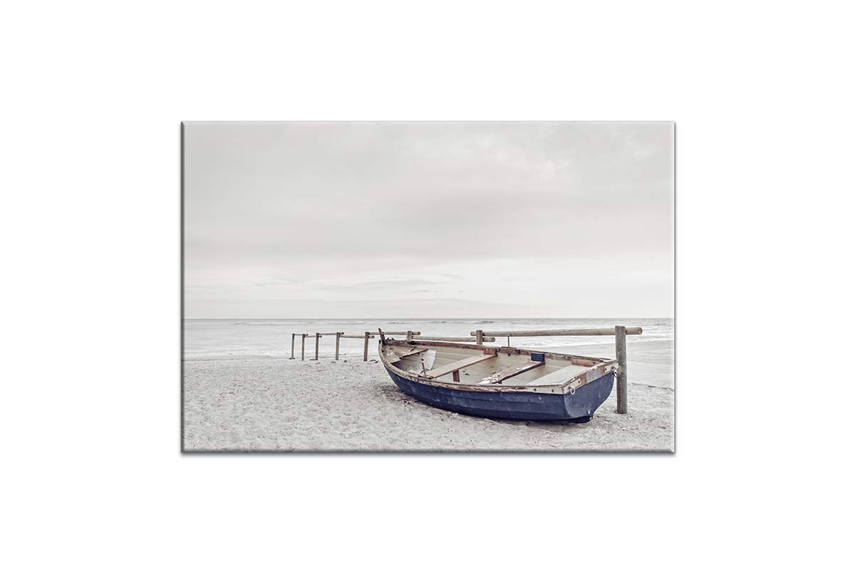 Blue Wooden Boat on Beach | Canvas Wall Art Print - Final Touch Decor