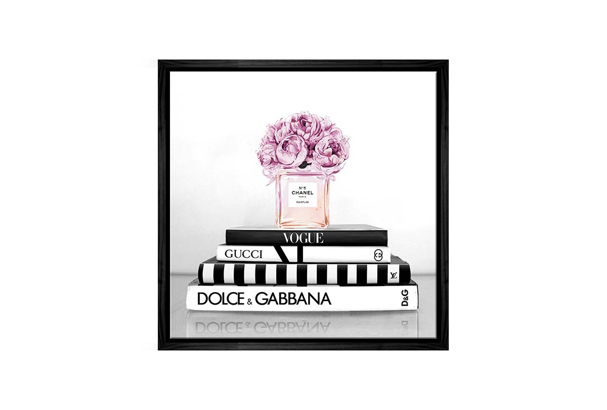 Fashion Books with Chanel Perfume 2 | Fashion Canvas Wall Art Print - Final Touch Decor