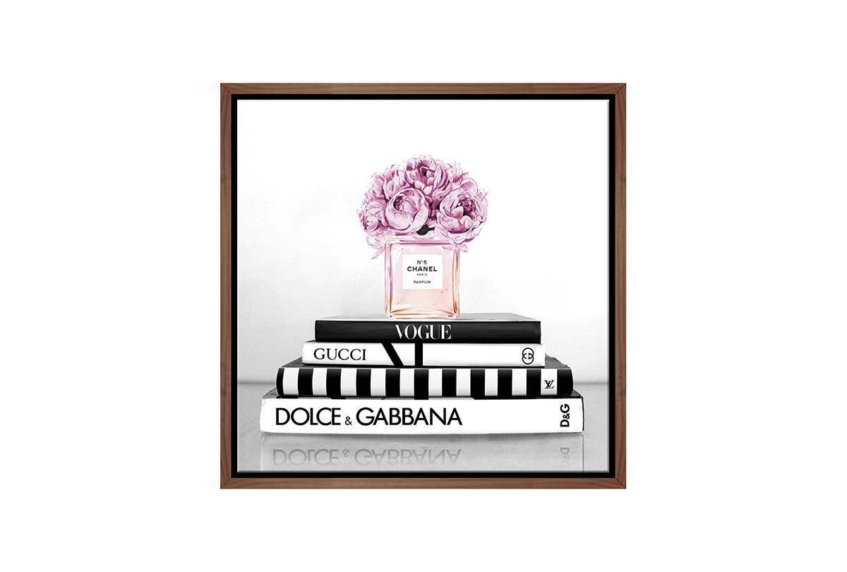 Fashion Books with Chanel Perfume 2 | Fashion Canvas Wall Art Print - Final Touch Decor
