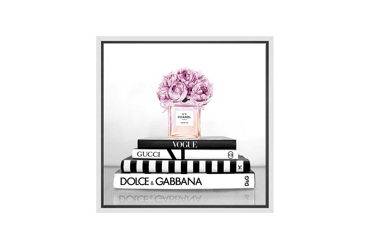 Fashion Books with Chanel Perfume 2 | Fashion Canvas Wall Art Print - Final Touch Decor