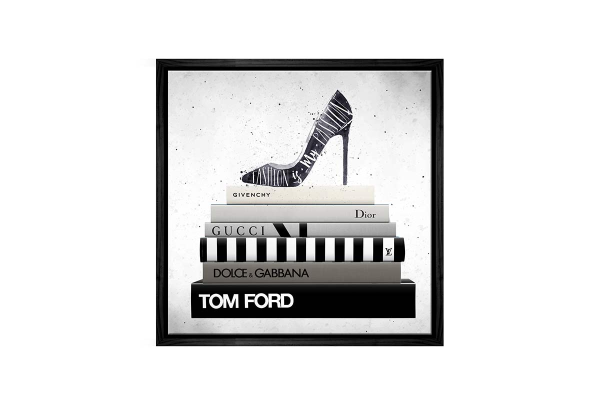 Fashion Books Stacked | Fashion Canvas Wall Art Print - Final Touch Decor