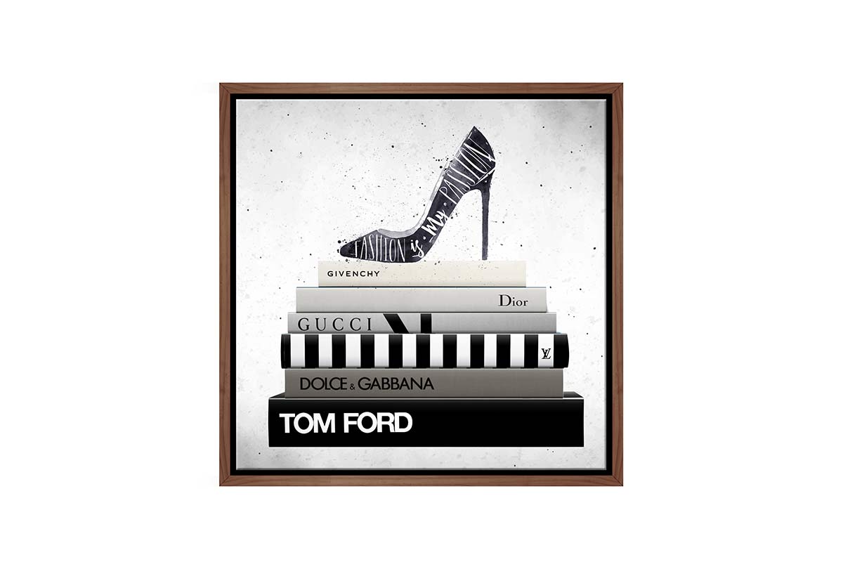 Fashion Books Stacked | Fashion Canvas Wall Art Print - Final Touch Decor