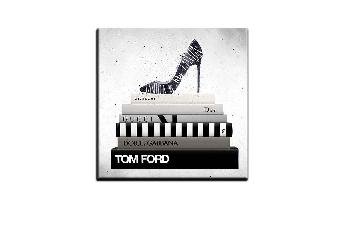 Fashion Books Stacked | Fashion Canvas Wall Art Print - Final Touch Decor
