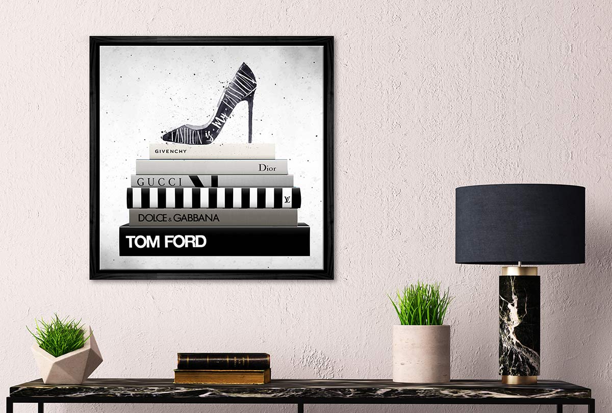Fashion Books Stacked | Fashion Canvas Wall Art Print - Final Touch Decor