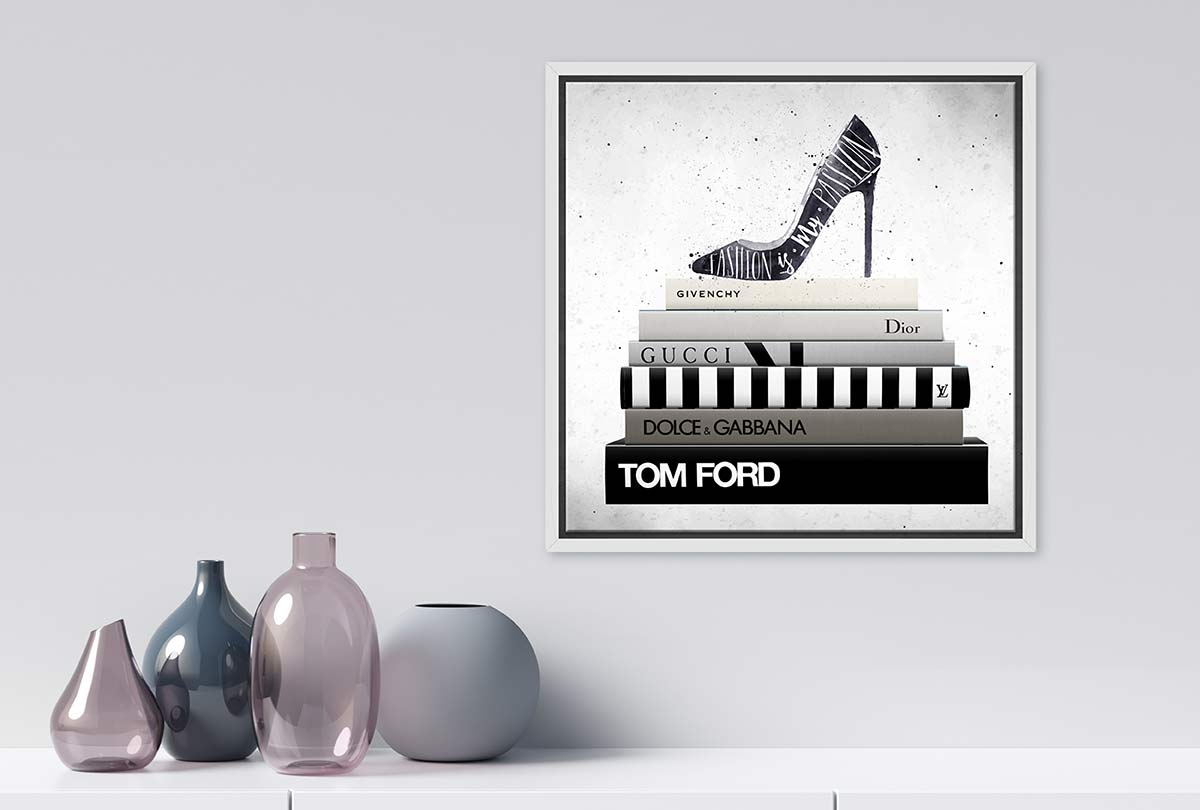 Fashion Books Stacked | Fashion Canvas Wall Art Print - Final Touch Decor