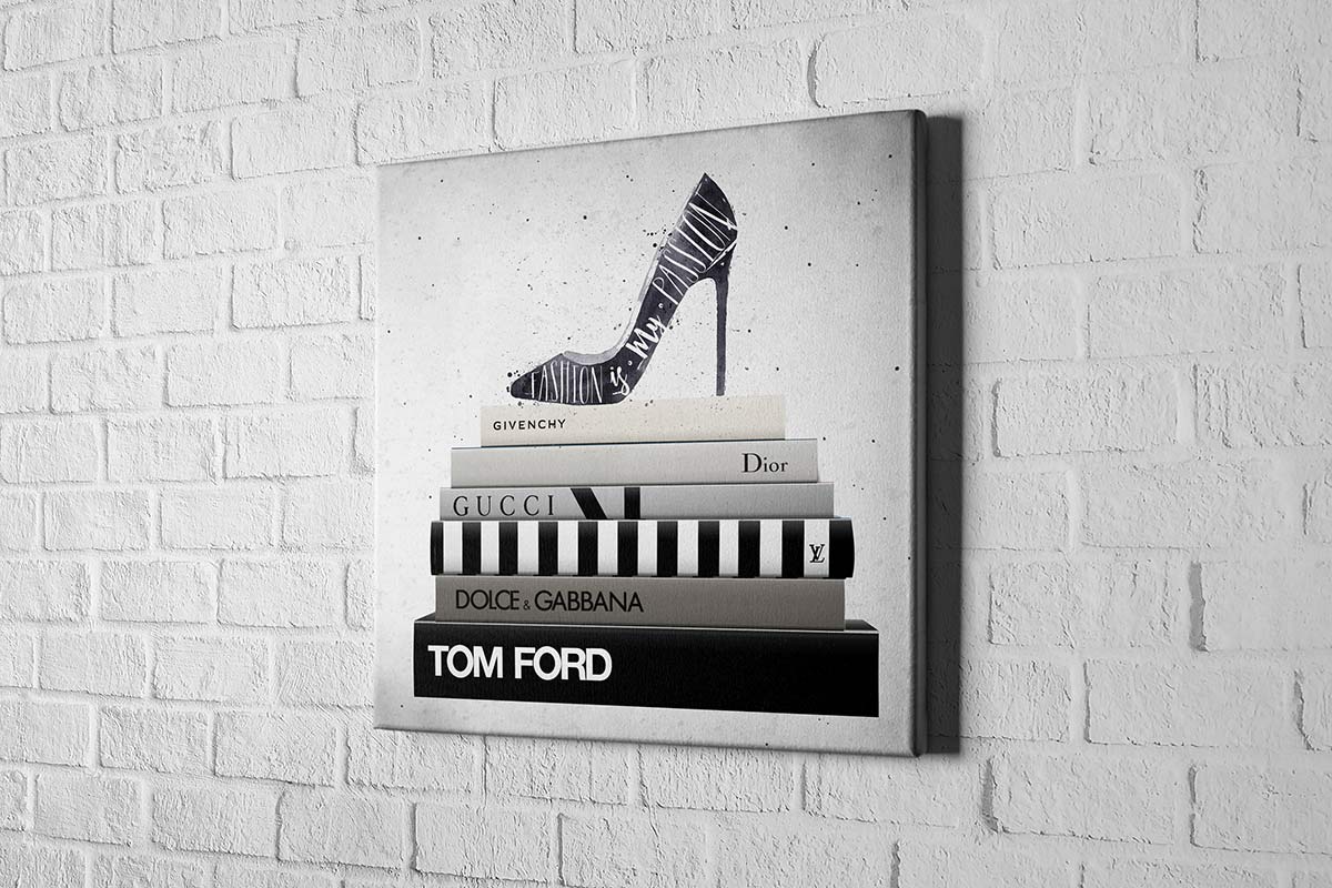 Fashion Books Stacked | Fashion Canvas Wall Art Print - Final Touch Decor