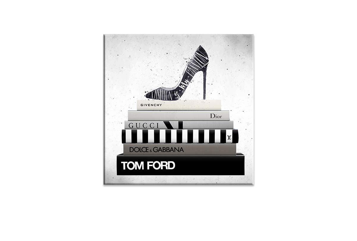 Fashion Books Stacked | Fashion Canvas Wall Art Print - Final Touch Decor