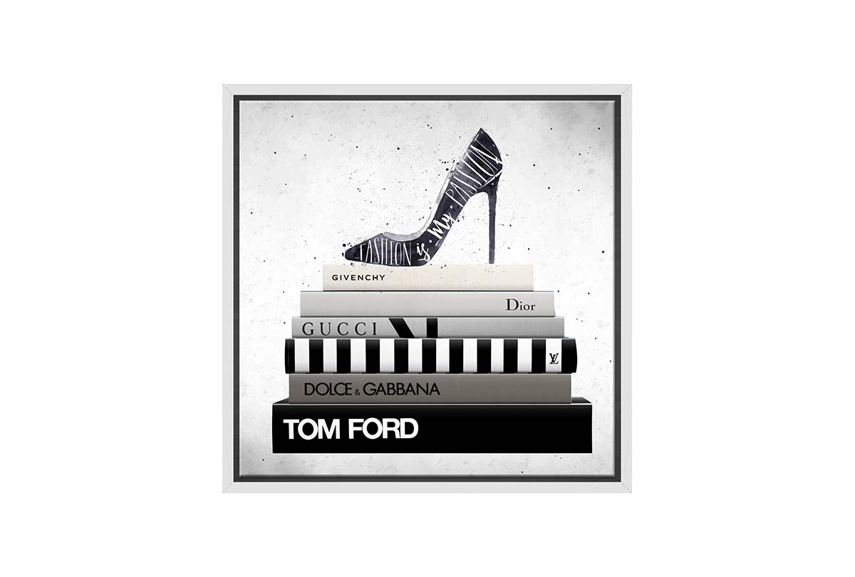 Fashion Books Stacked | Fashion Canvas Wall Art Print - Final Touch Decor
