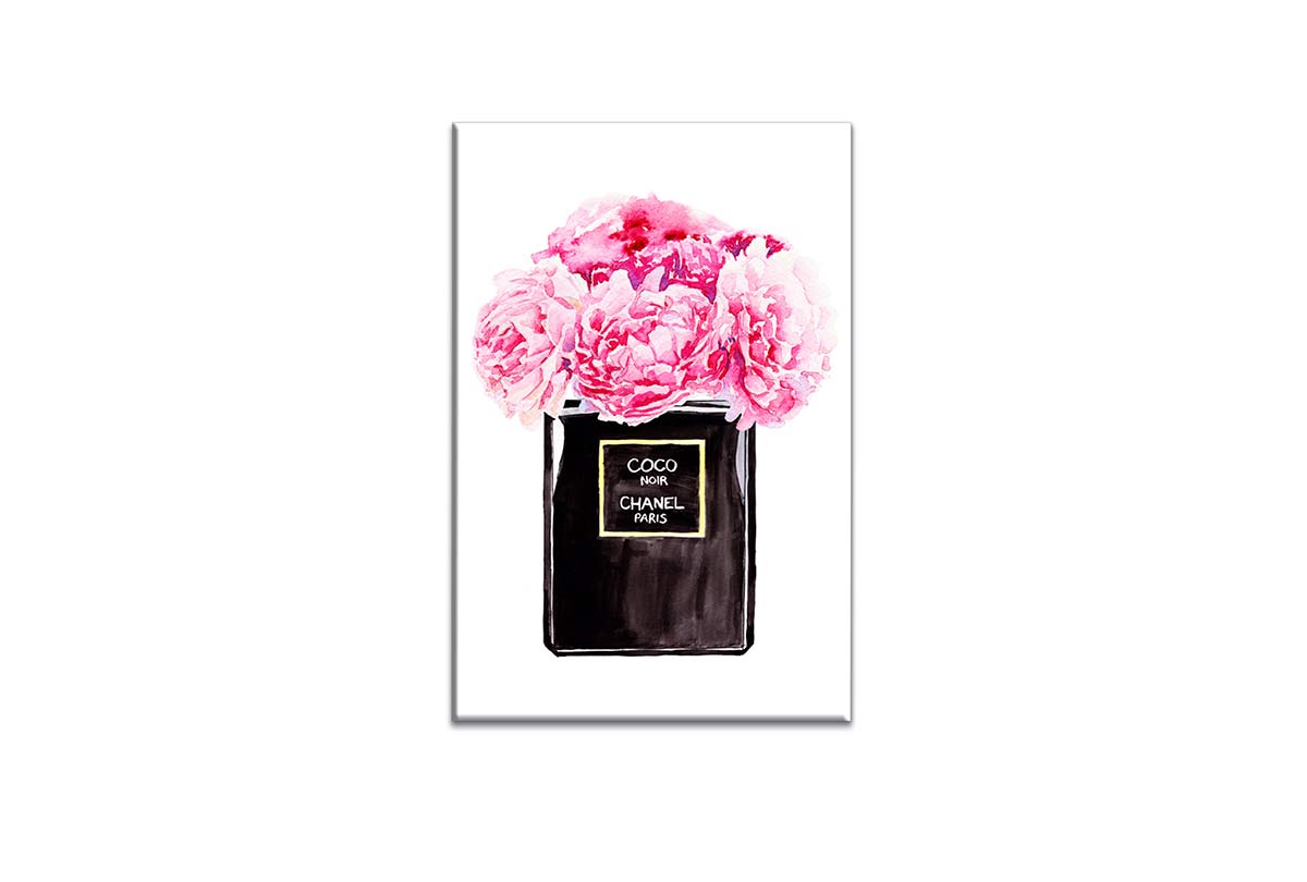 Perfume Bottle Pink Flowers | Fashion Canvas Wall Art Print - Final Touch Decor