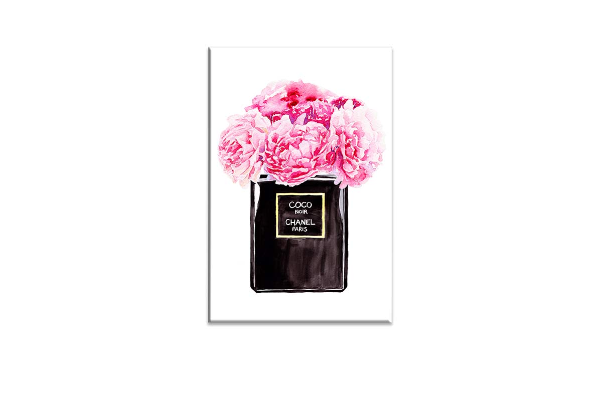 Perfume Bottle Pink Flowers | Fashion Canvas Wall Art Print - Final Touch Decor