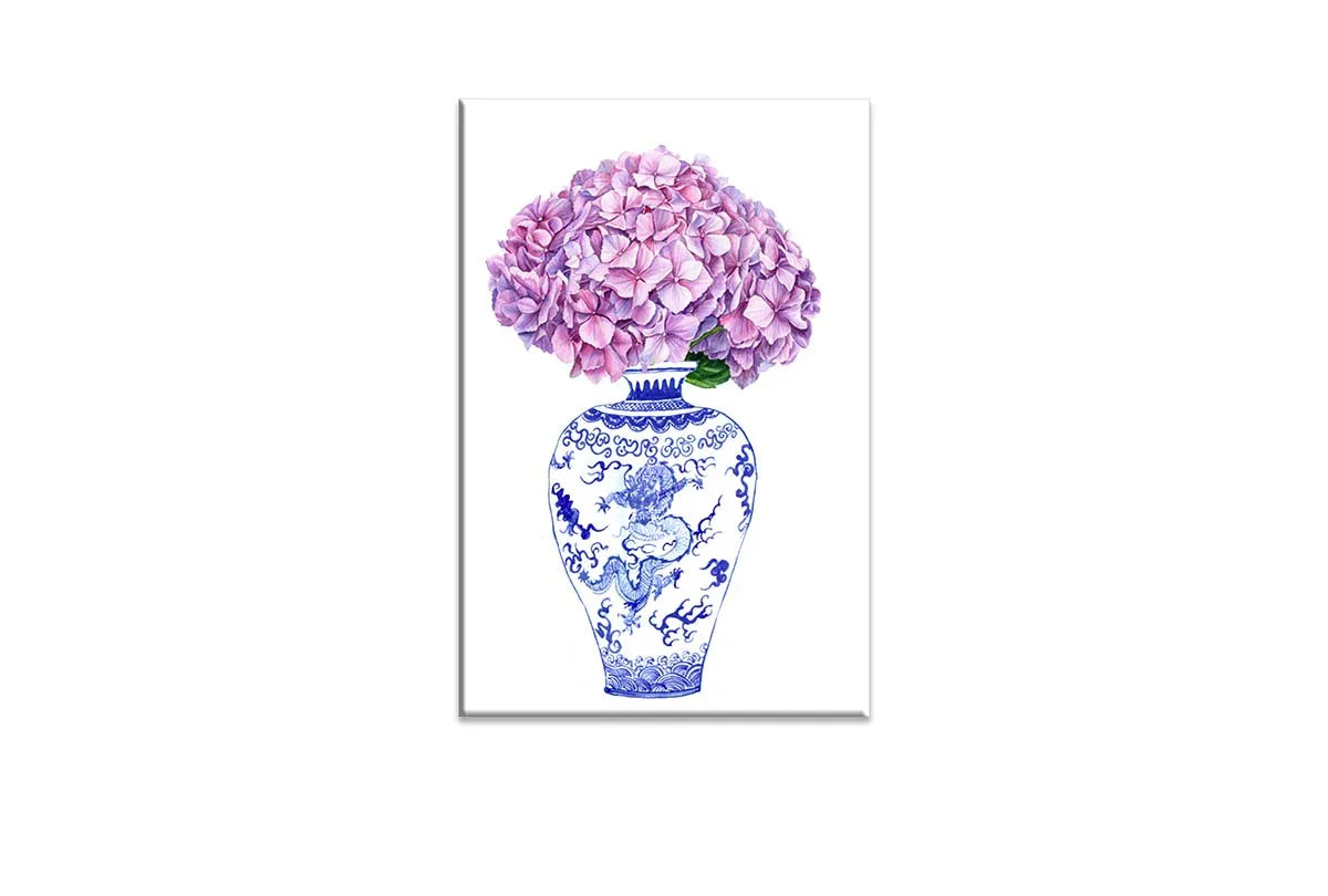 Blue White Vase Mauve Flowers | Hamptons Canvas Wall Art Print - Final Touch Decor