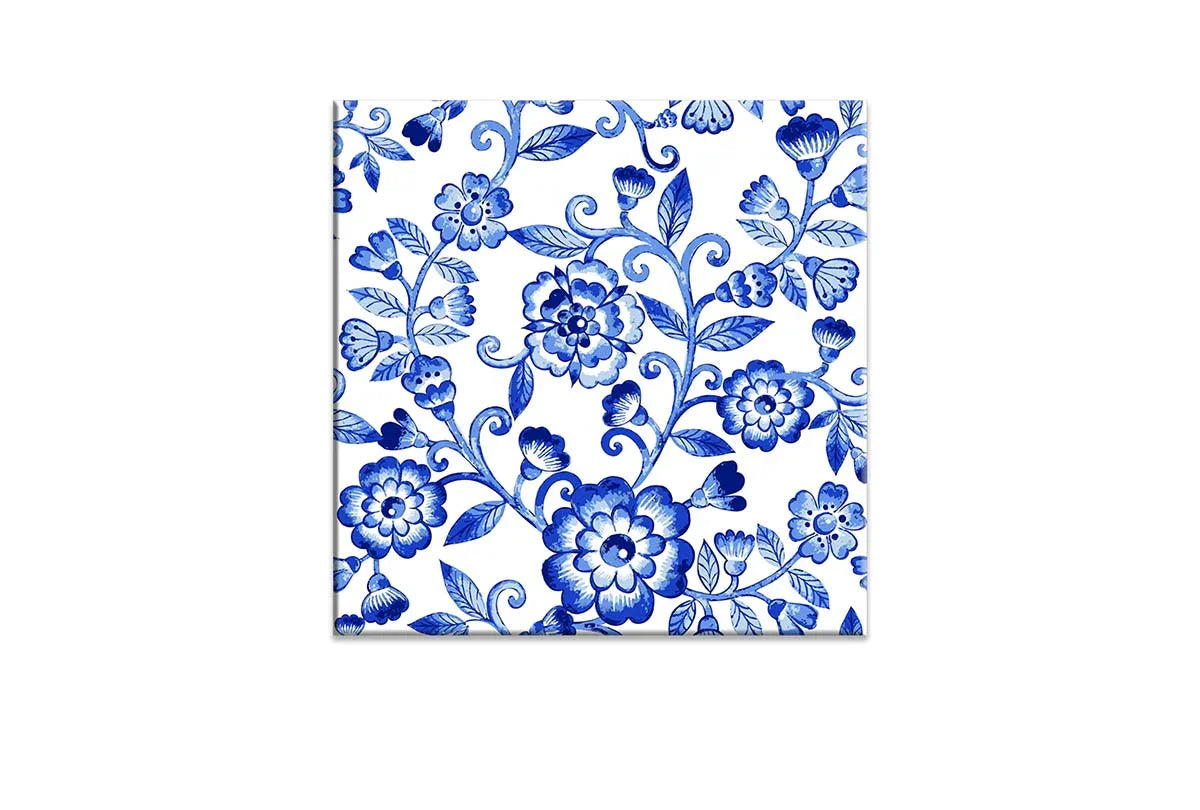 Blue White Flower Pattern | Hamptons Canvas Wall Art Print - Final Touch Decor