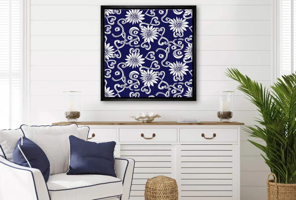 Navy White Pattern 2 | Hamptons Canvas Wall Art Print - Final Touch Decor