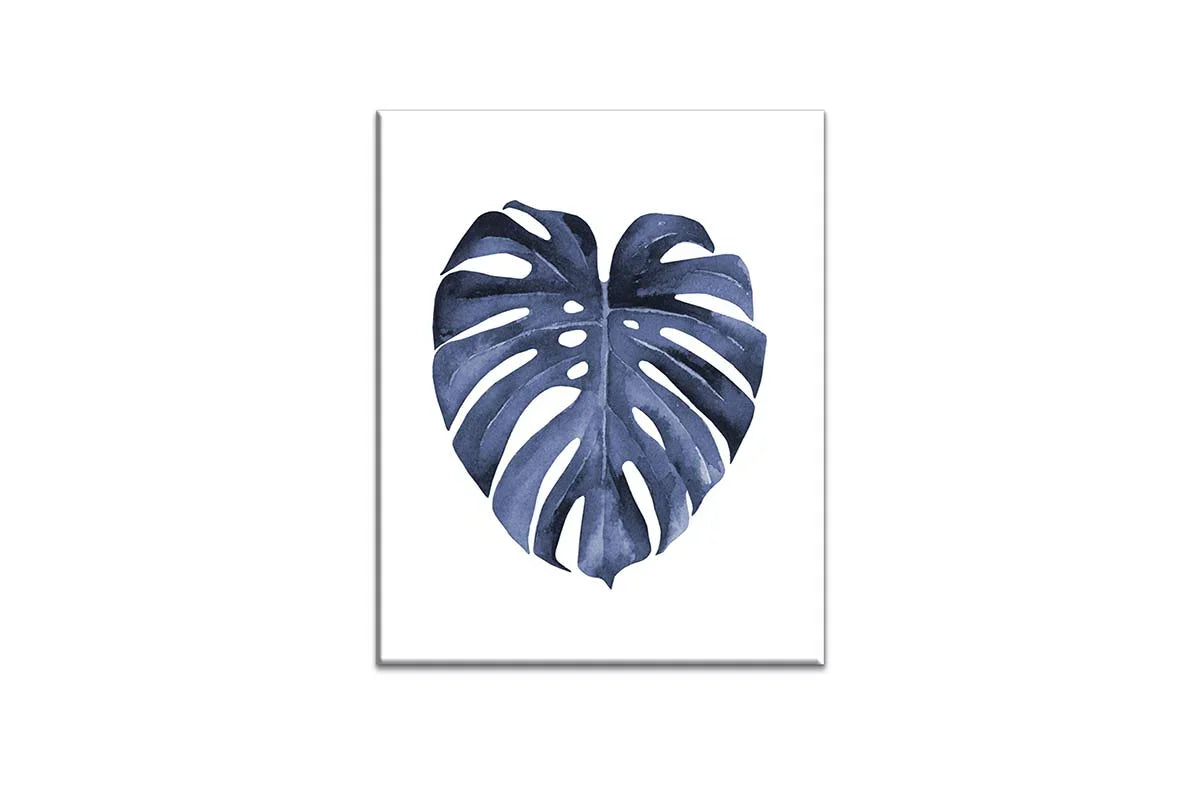 Blue Monstera Leaf | Hamptons Canvas Wall Art Print - Final Touch Decor