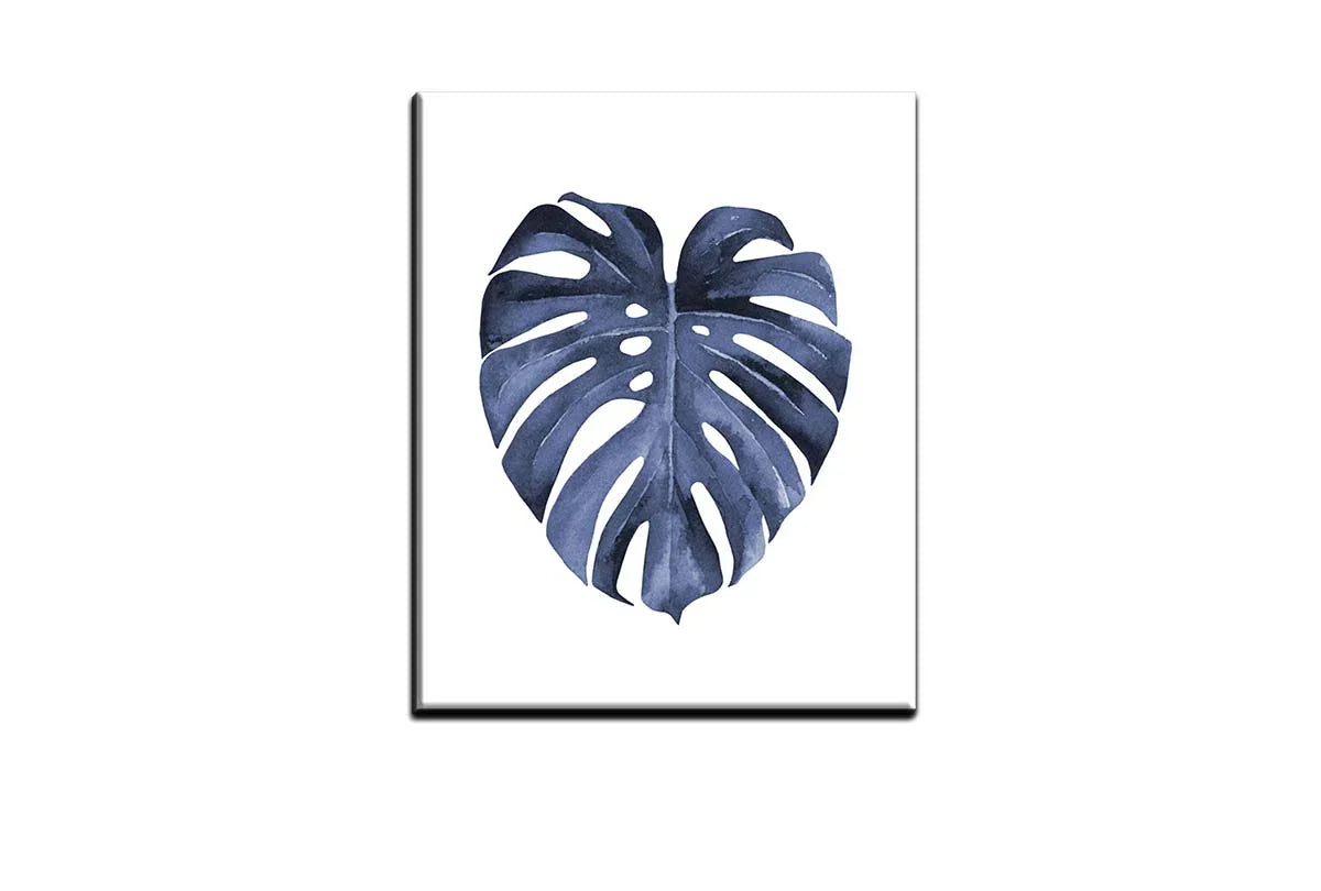 Blue Monstera Leaf | Hamptons Canvas Wall Art Print - Final Touch Decor