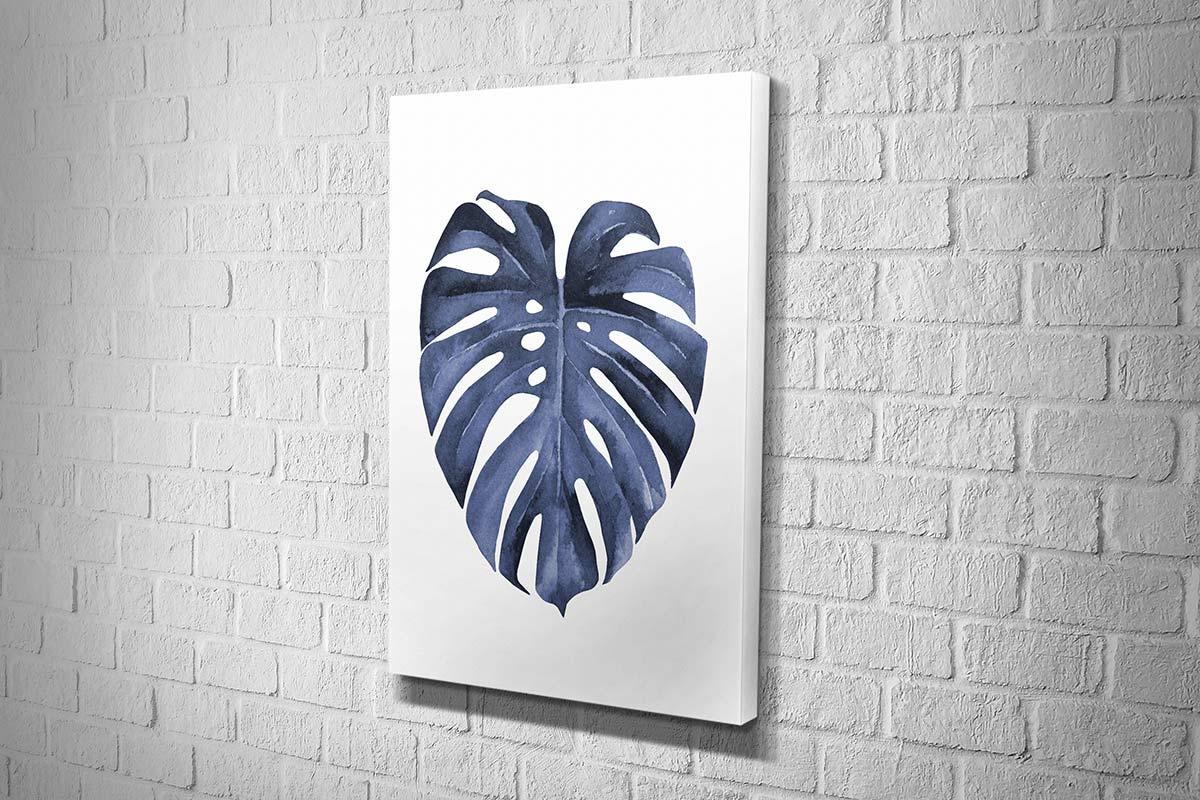 Blue Monstera Leaf | Hamptons Canvas Wall Art Print - Final Touch Decor