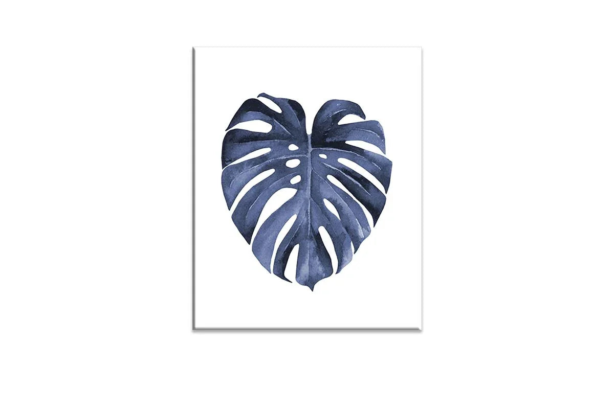 Blue Monstera Leaf | Hamptons Canvas Wall Art Print - Final Touch Decor