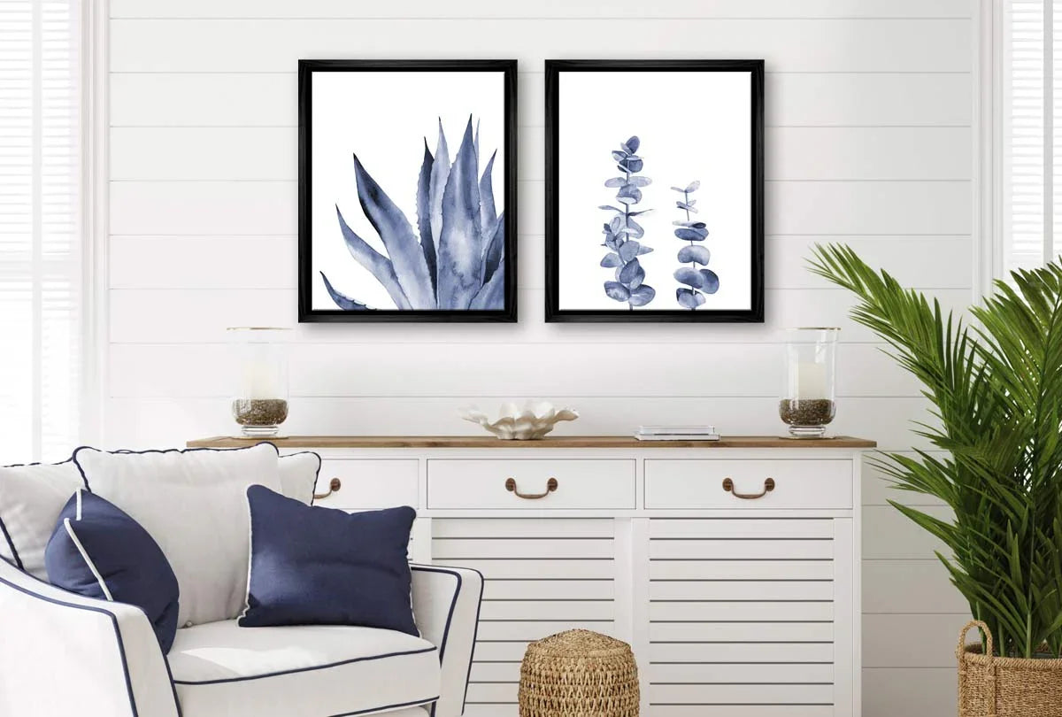 Blue Leaves | Hamptons Canvas Wall Art Print - Final Touch Decor