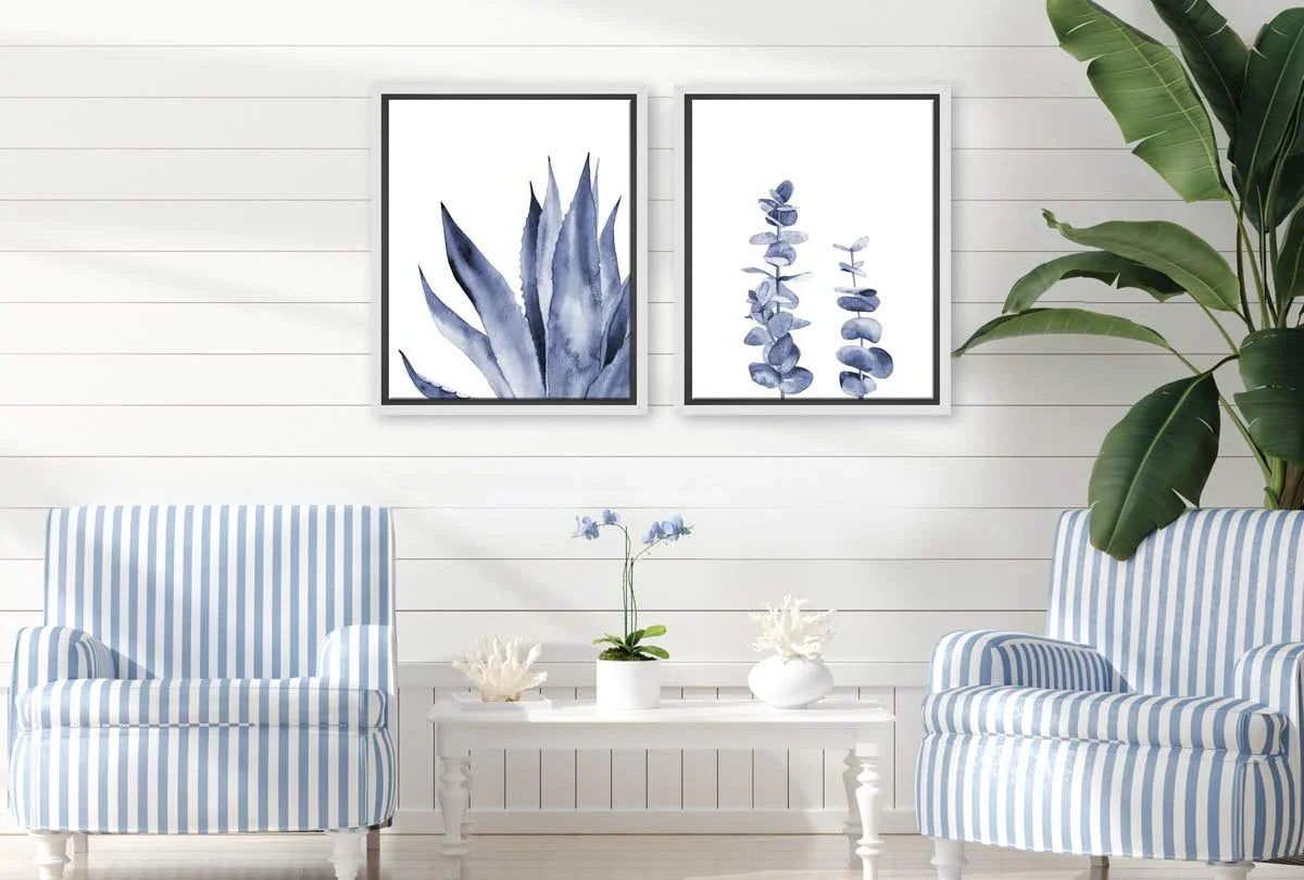 Blue Leaves | Hamptons Canvas Wall Art Print - Final Touch Decor