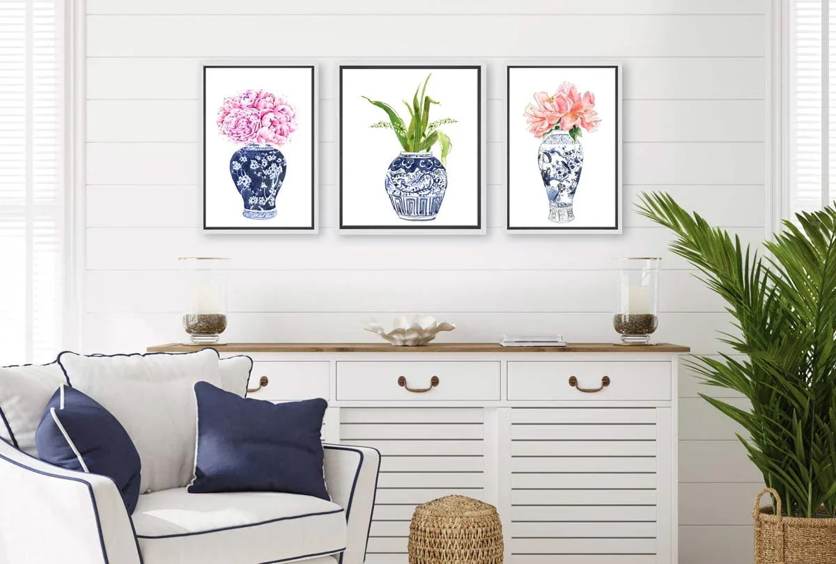 Chinoiserie Vase Orchid | Hamptons Canvas Wall Art Print - Final Touch Decor