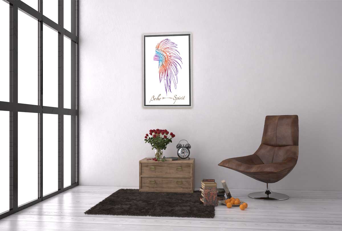 Boho Head Dress 3 | Tribal Canvas Wall Art Print - Final Touch Decor