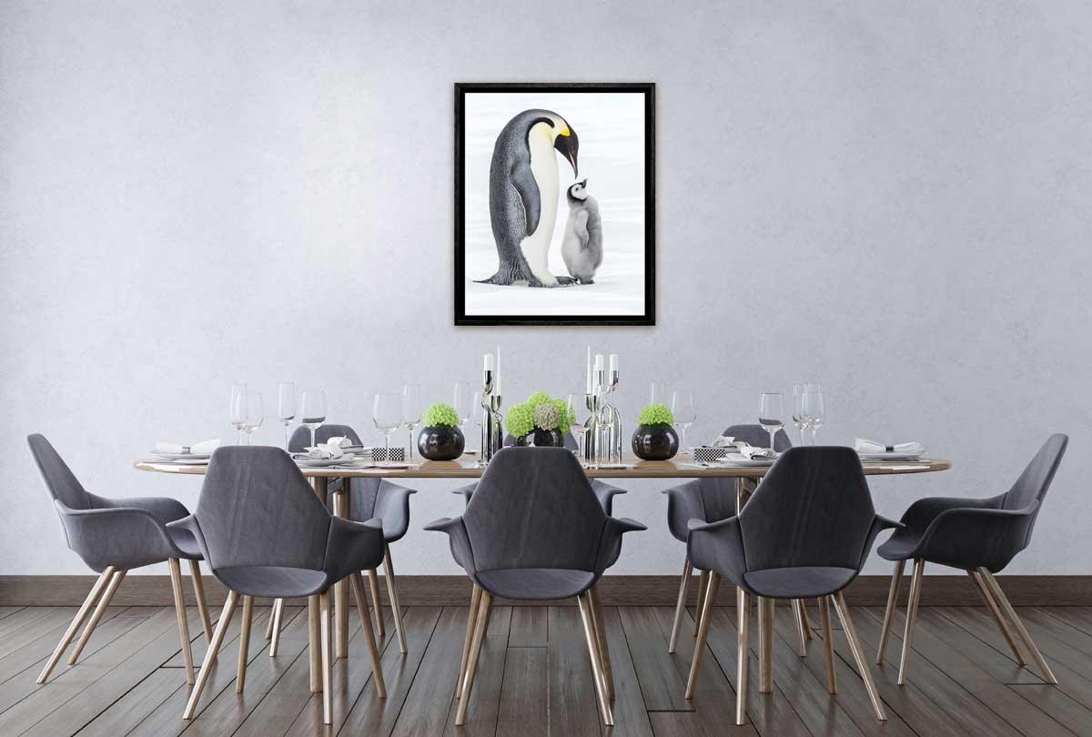 Penguin With Chick Watercolour | Canvas Wall Art Print - Final Touch Decor