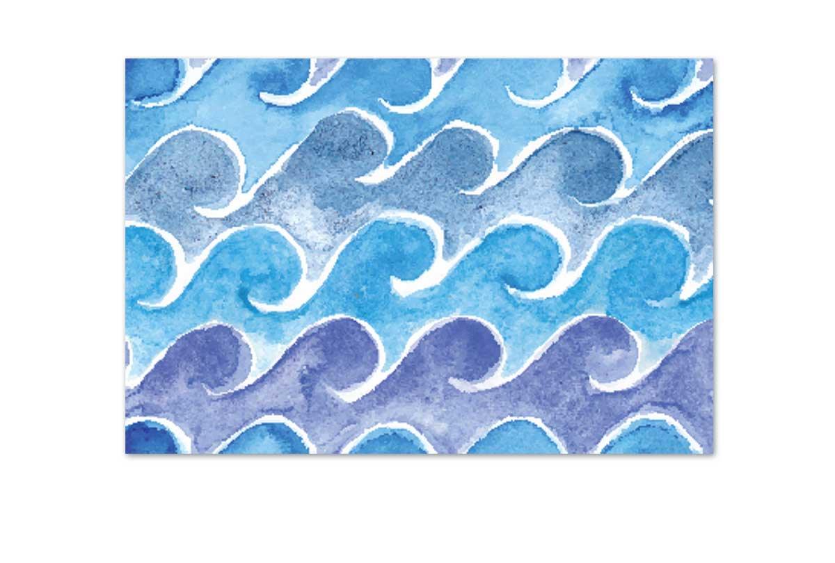 Blue Wave Pattern Watercolour | Canvas Wall Art Print - Final Touch Decor