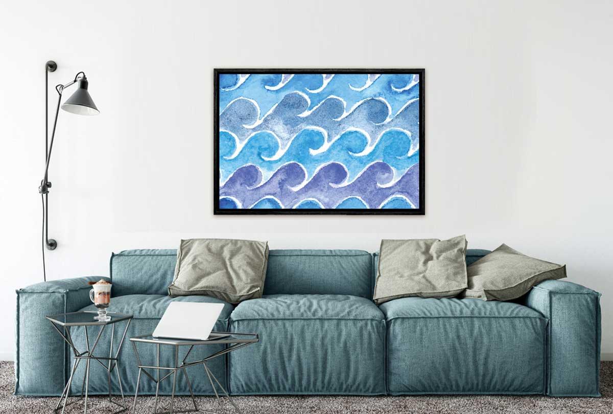 Blue Wave Pattern Watercolour | Canvas Wall Art Print - Final Touch Decor