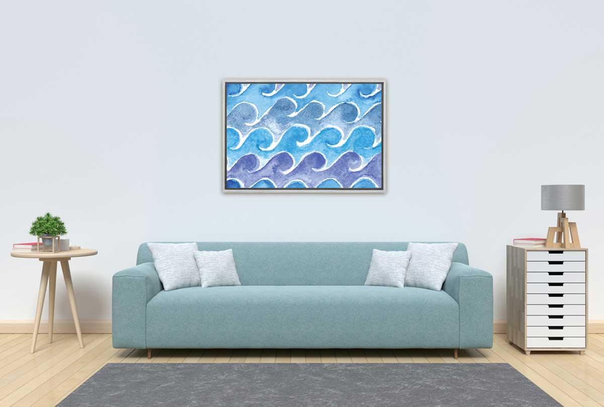 Blue Wave Pattern Watercolour | Canvas Wall Art Print - Final Touch Decor