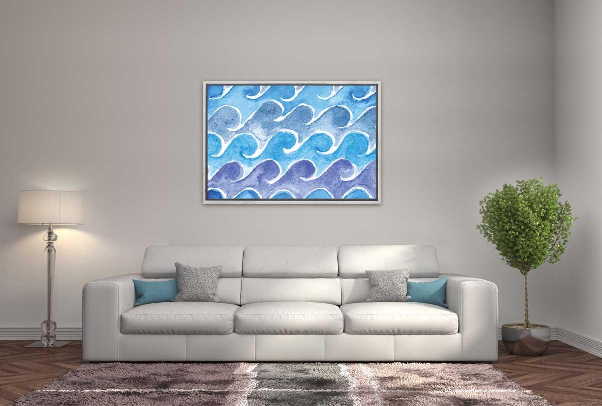 Blue Wave Pattern Watercolour | Canvas Wall Art Print - Final Touch Decor