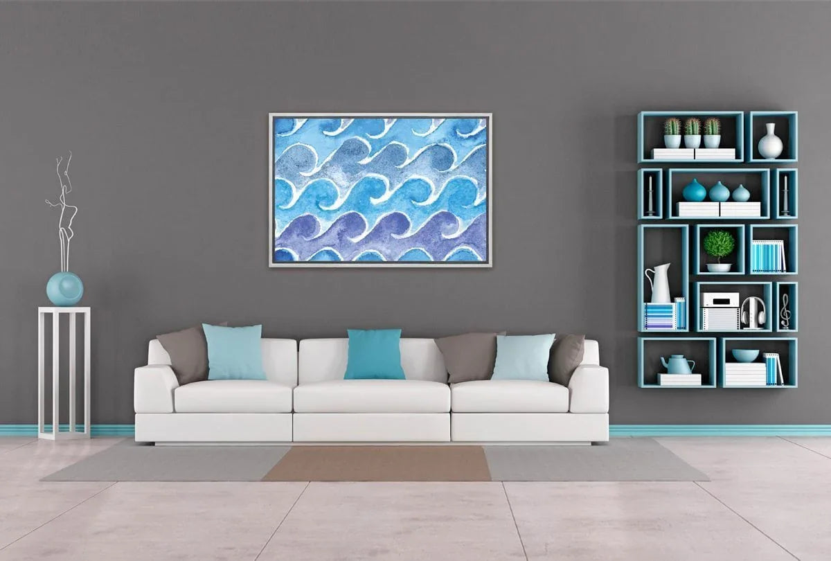 Blue Wave Pattern Watercolour | Canvas Wall Art Print - Final Touch Decor