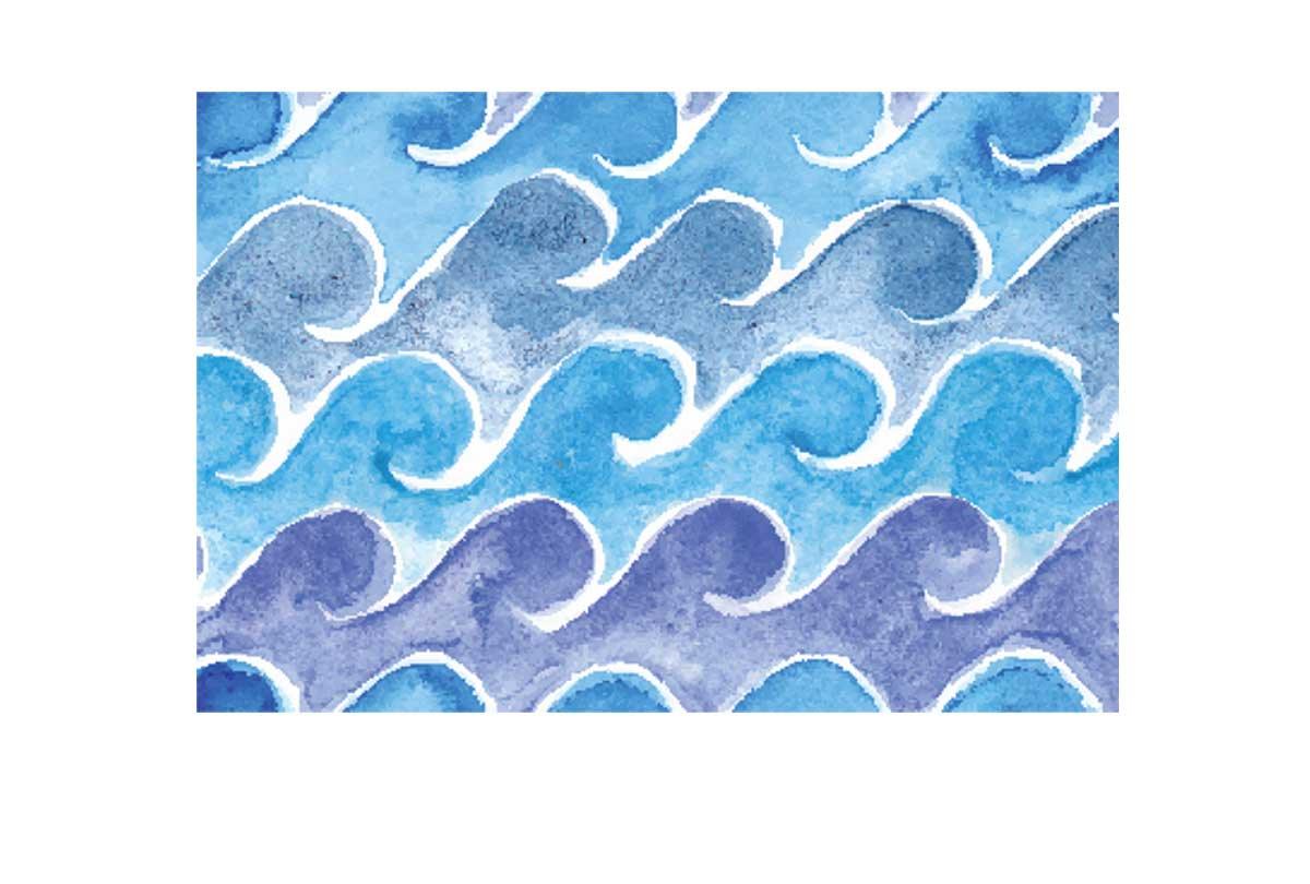 Blue Wave Pattern Watercolour | Canvas Wall Art Print - Final Touch Decor