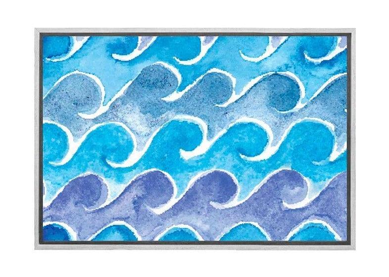 Blue Wave Pattern Watercolour | Canvas Wall Art Print - Final Touch Decor