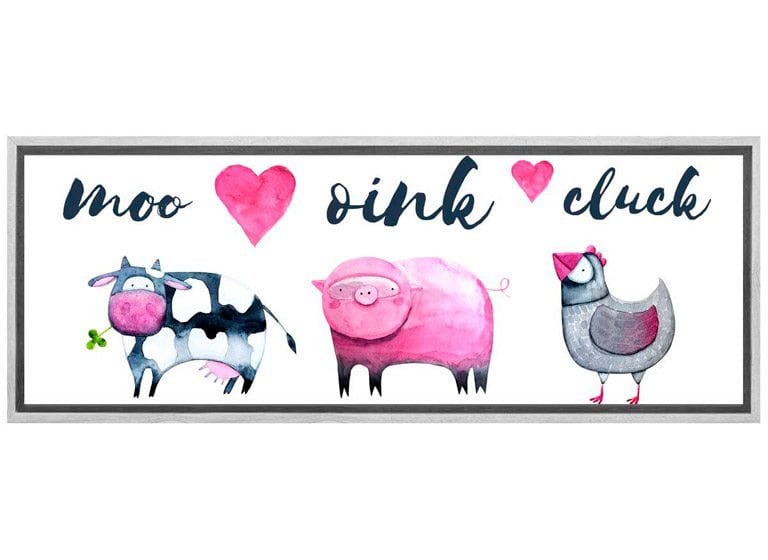 Cow, Pig, Chick In Watercolour | Kids Farm Animal Print | Canvas Wall Art Decor - Final Touch Decor