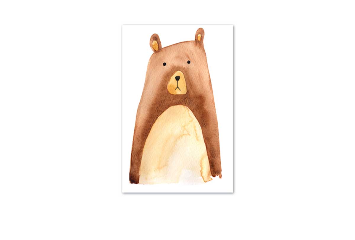 Brown Bear | Kids Woodland Print | Canvas Wall Art Print - Final Touch Decor