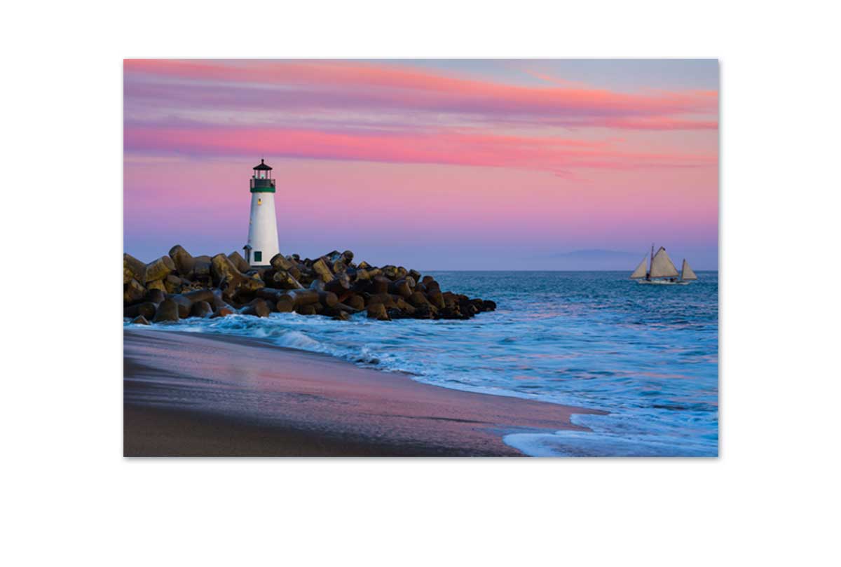 Beach Lighthouse Sunset | Beach Wall Art Print - Final Touch Decor