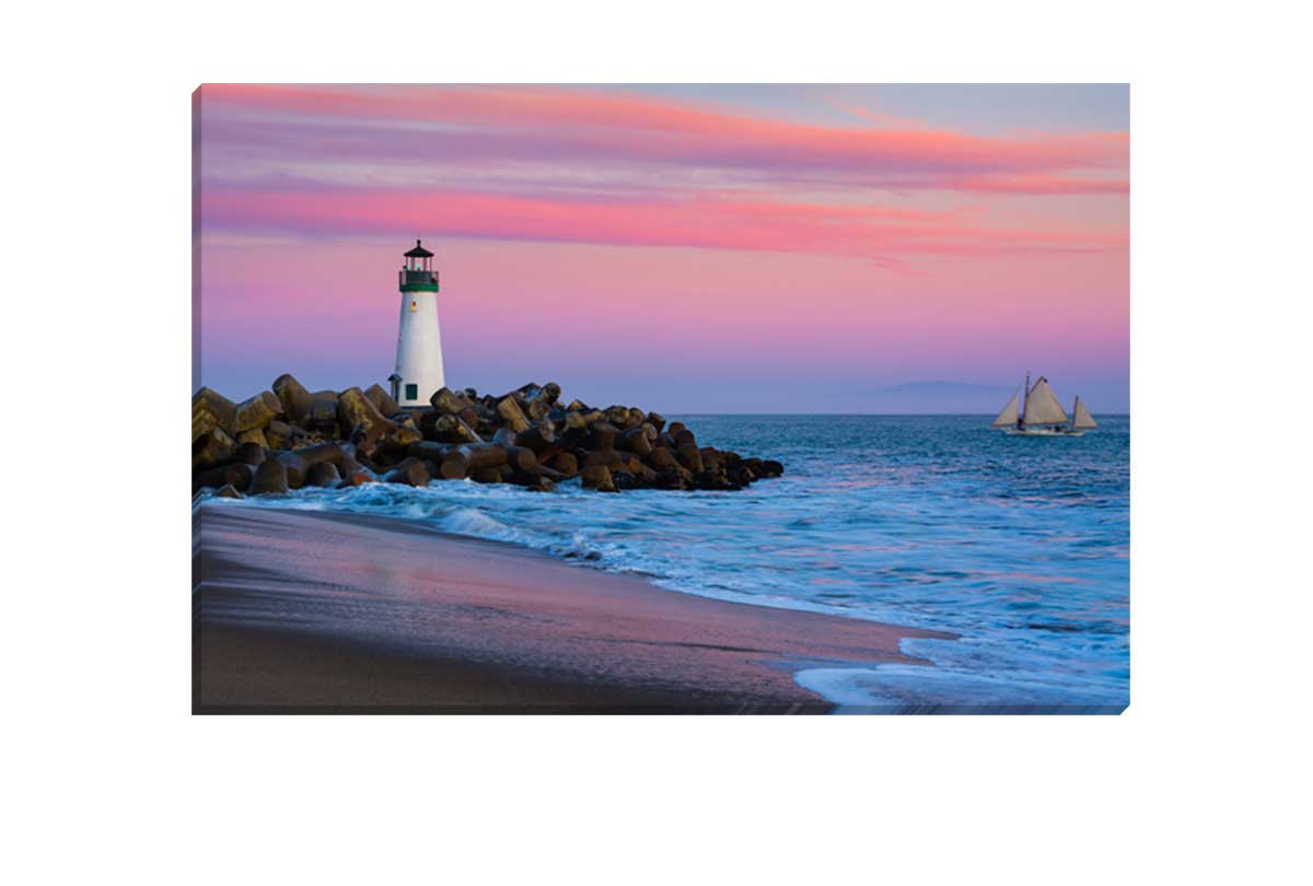 Beach Lighthouse Sunset | Beach Wall Art Print - Final Touch Decor