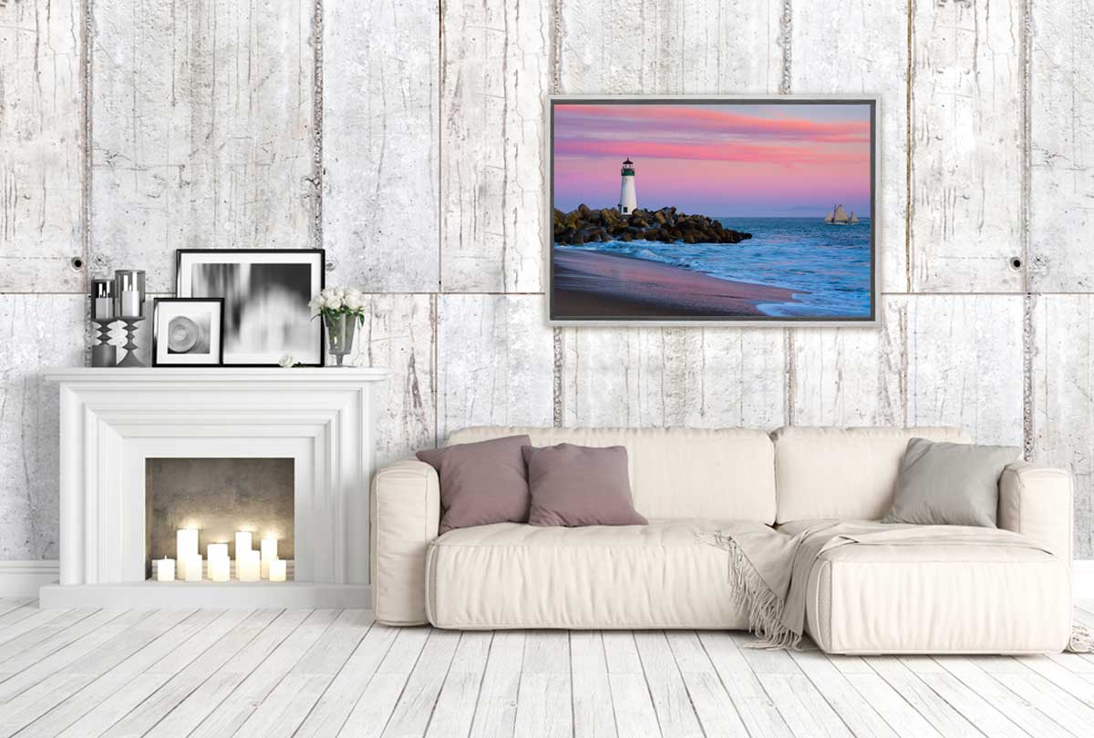 Beach Lighthouse Sunset | Beach Wall Art Print - Final Touch Decor
