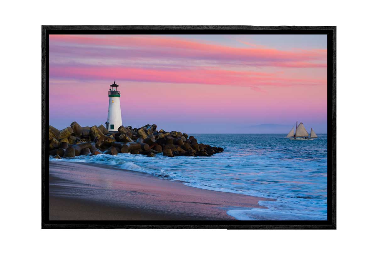 Beach Lighthouse Sunset | Beach Wall Art Print - Final Touch Decor