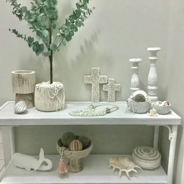 White Wash Wood Candleholders Set of 2 - Final Touch Decor