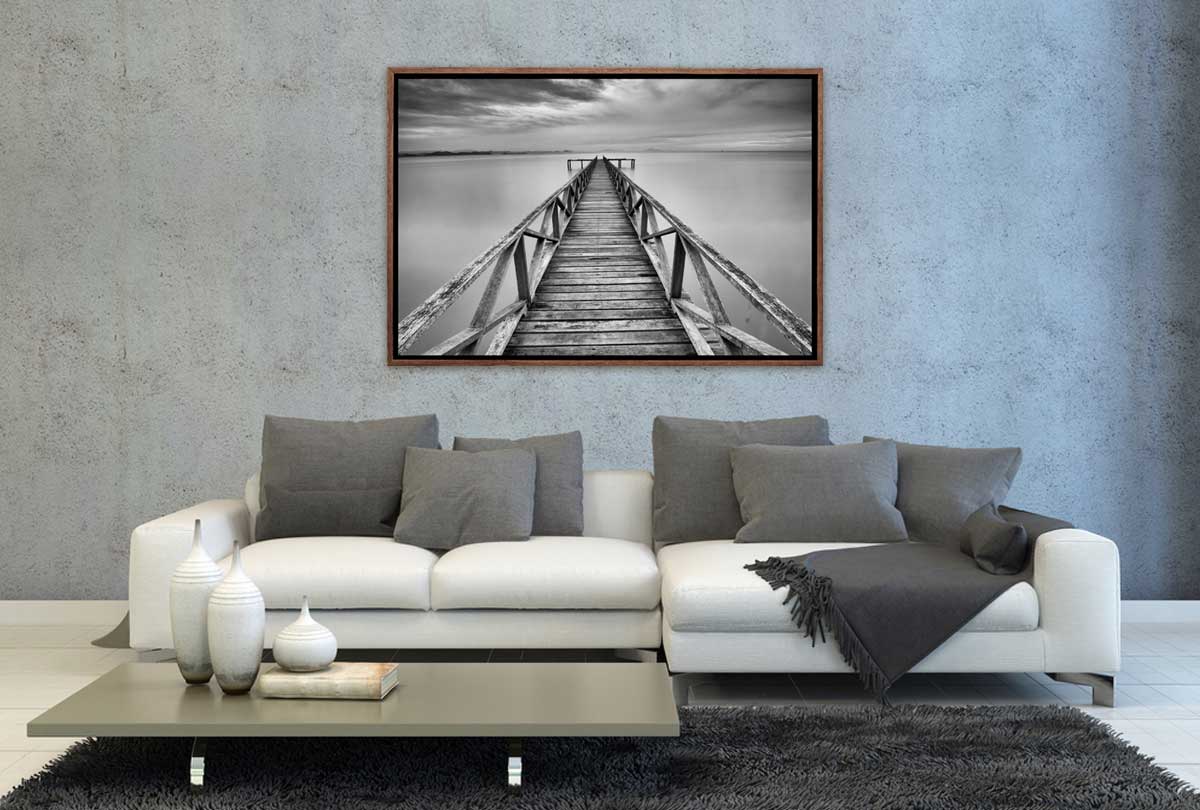 Black & White Lake Jetty | Canvas Wall Art Print - Final Touch Decor